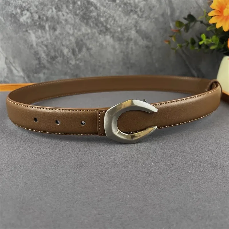 เข็มขัดหนังแท้หัวเข็มขัดเงินสำหรับผู้หญิง  รุ่น J1657 ใช้ตกแต่งชุดเดรสหรือคาดเอว