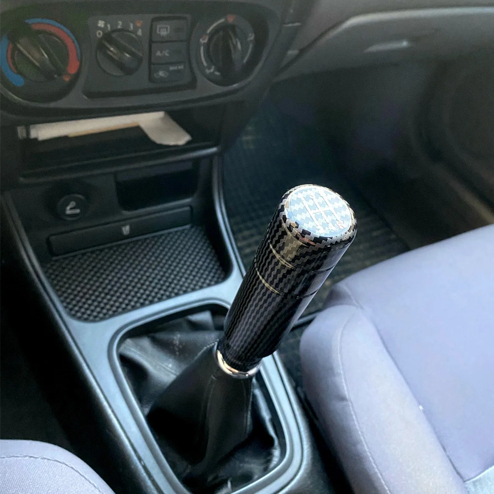 5 Speed Carbon Fiber Style 13CM Gear Shift Knob 8MM 10MM 12MM Universal Shape Manual Transmission Shifter Lever Knob