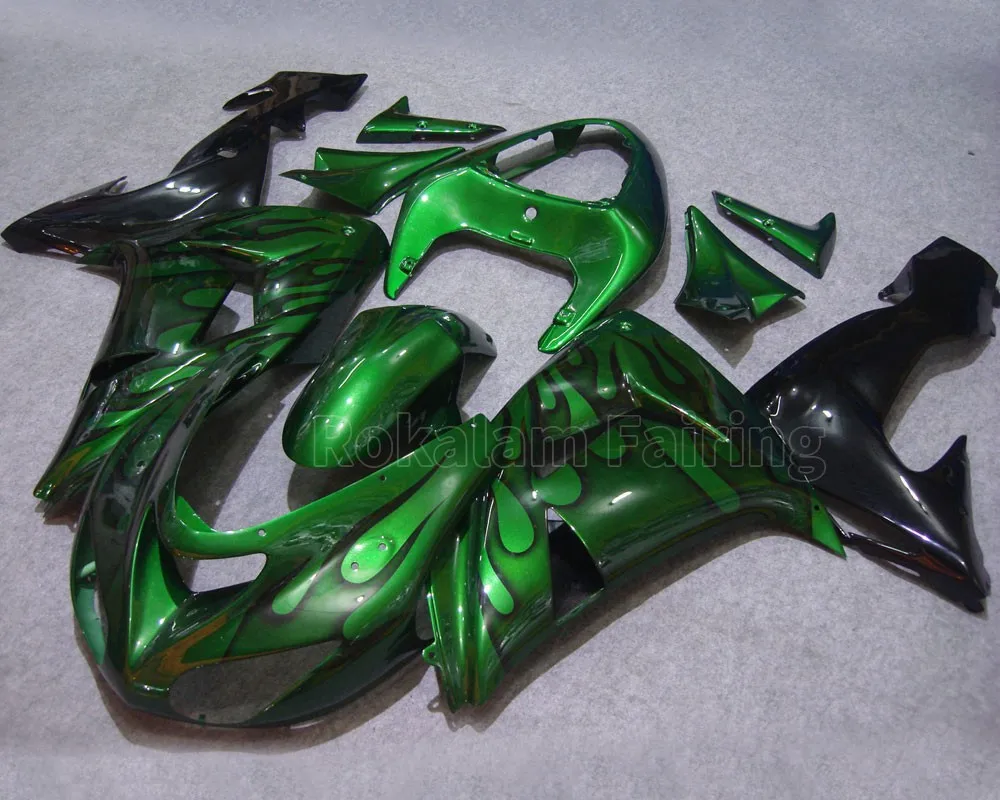 ZX-10R Set For Kawasaki Ninja 06 07 ZX10R 2006 2007 Green Flame Sport Bike Fairings Kit (Injection Molding)