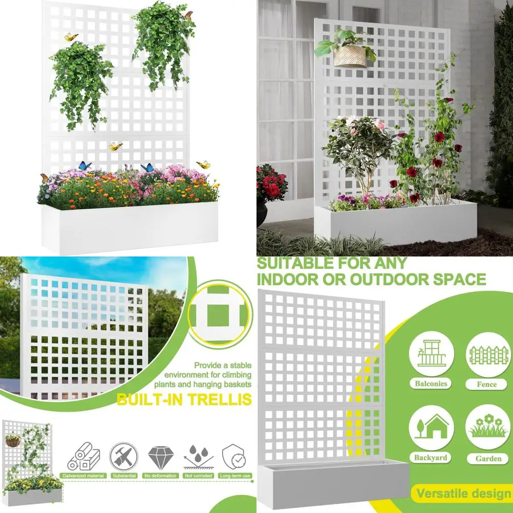 

Elevens Metal Planter with Trellis, Outdoor Elevated Garden Bed for Vines, Drainage-Featured Planter Box (71x47)