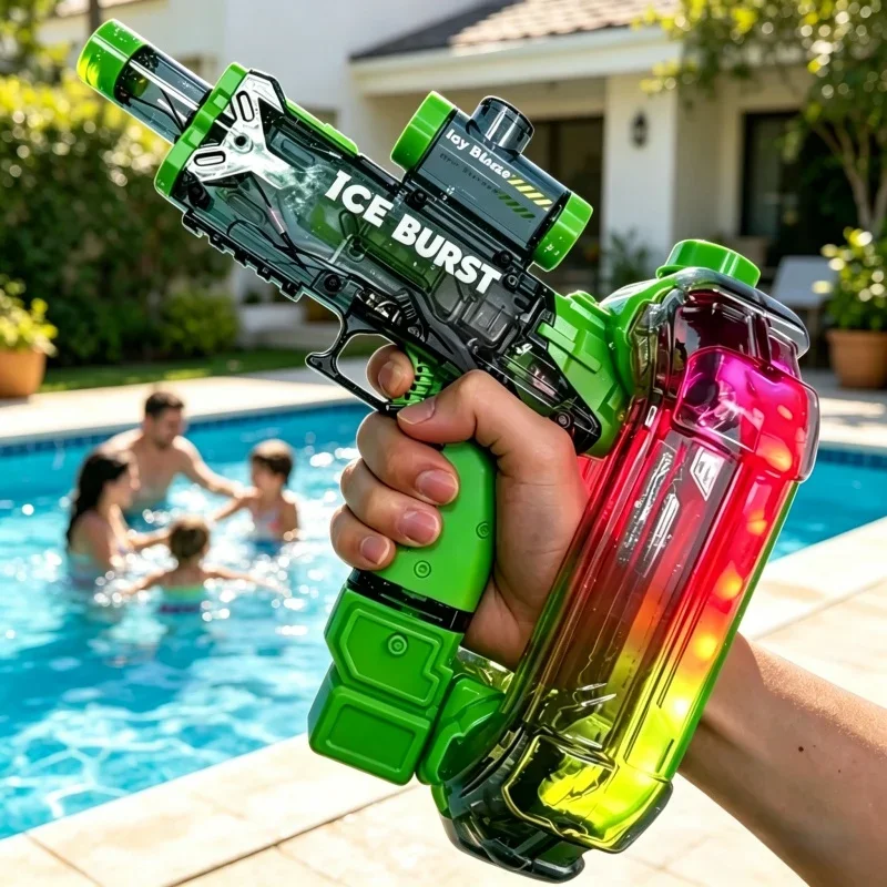 Led Simulated Firing Electric Water Gun for Adults Children Continuous Shooting Automatic Water Blasters Summer Outdoor Kids Toy