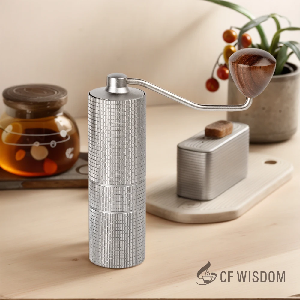 

Портативная ручная кофемолка CF WISDOM K7, семизвездочный нож, диск 420, нержавеющая сталь, открытый кемпинг, внешняя регулируемая спираль