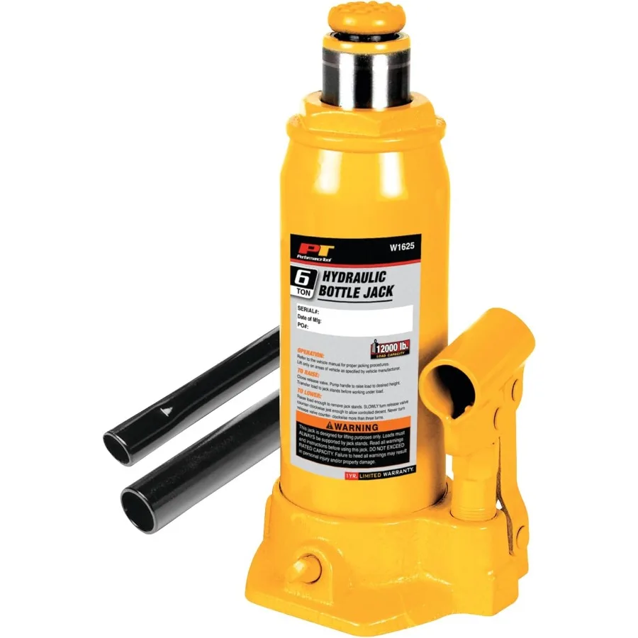 

W1625 6Ton 12000 lbs. Heavy Duty Hydraulic Bottle Jack for Industrial and Automotive Use Yellow Color High Load Capacity Durabl