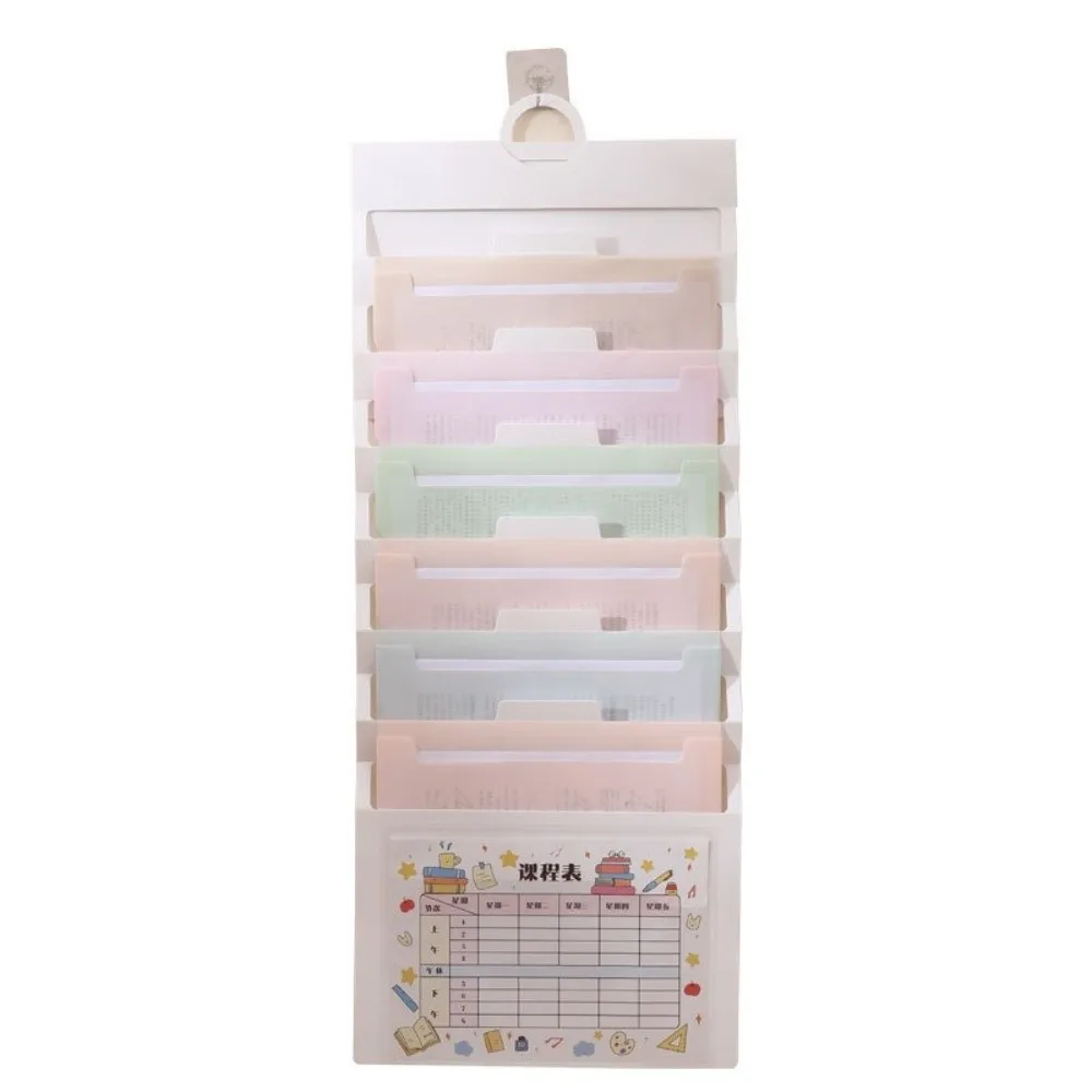 6 Pockets Hanging File Folders Large Capacity Wall Mounted Expandable Accordian Pockets Multi-color File Organizer Test Paper