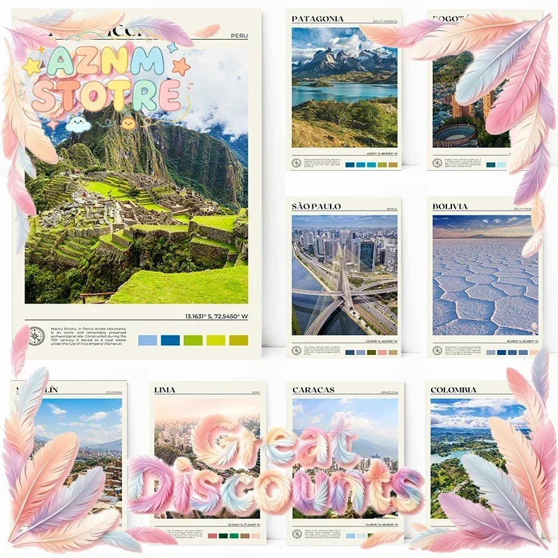 Póster de paisaje de viaje de Bolivia, Venezuela, Patagónia, Sudamérica, pintura en lienzo, fotografía, arte de pared, imagen, decoración para oficina y hogar