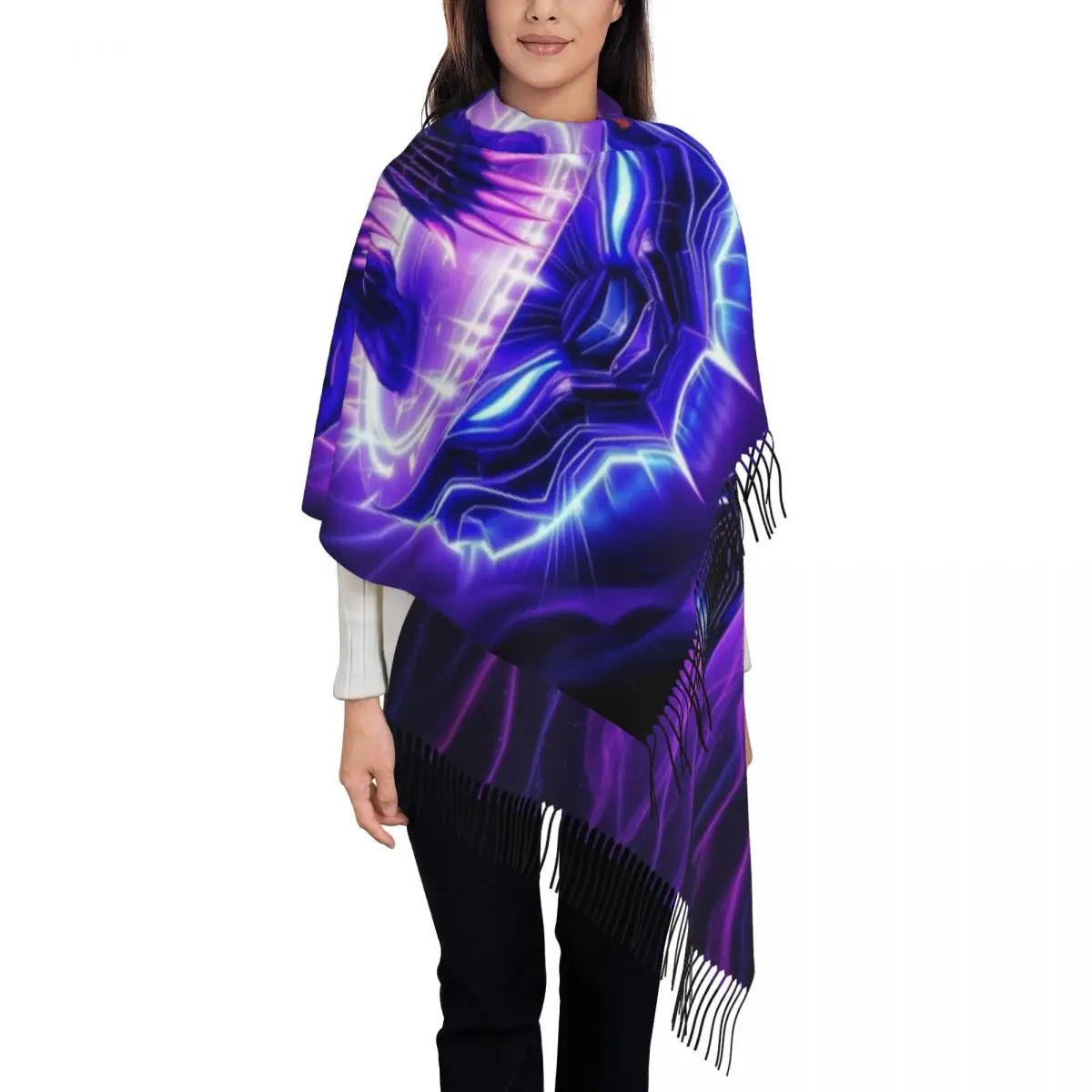 

Custom Stylish Black Panther Movie Tassel Scarf Women Winter Fall Warm Shawls Wraps Lady Scarves