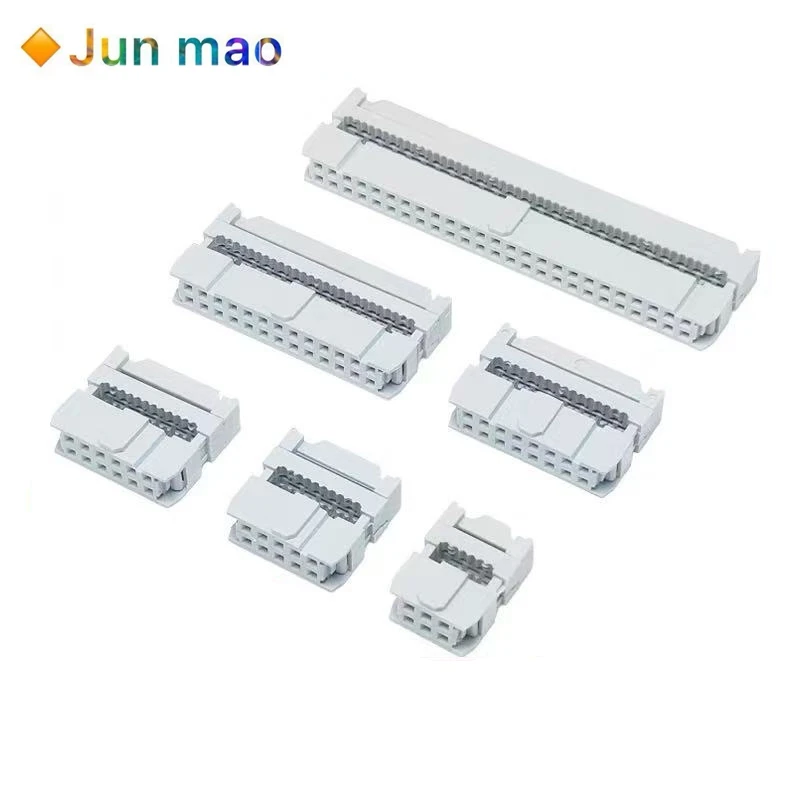 5pcs Gray FC Crimping Head 2.54mm Horn IDC Ribbon Plug Socket JTAG Plug 10P/20/26/30/40P