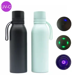 Taza de regalo con pantalla de temperatura inteligente, botella de agua de esterilización UVC de doble capa 304, tazas desinfectantes actualizadas, luz UV, 600ml