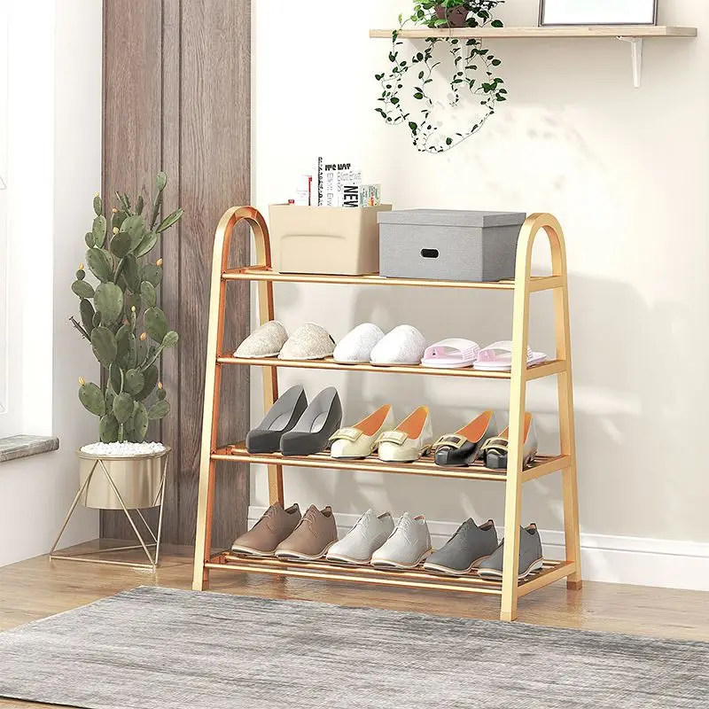 Simple Shoe Rack Dust-proof Storage Creative Light Luxury Wind Shoe Rack Stainless Steel Slipper Rack Home Dormitory Organizer
