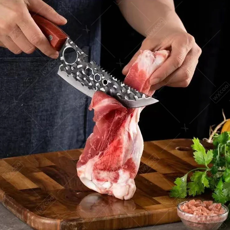 Professional Barbecue Knife Kitchen Knives Hammer Forged Boning Knife Stainless Steel Fruit Butcher Meat Deboning Cutting Knife