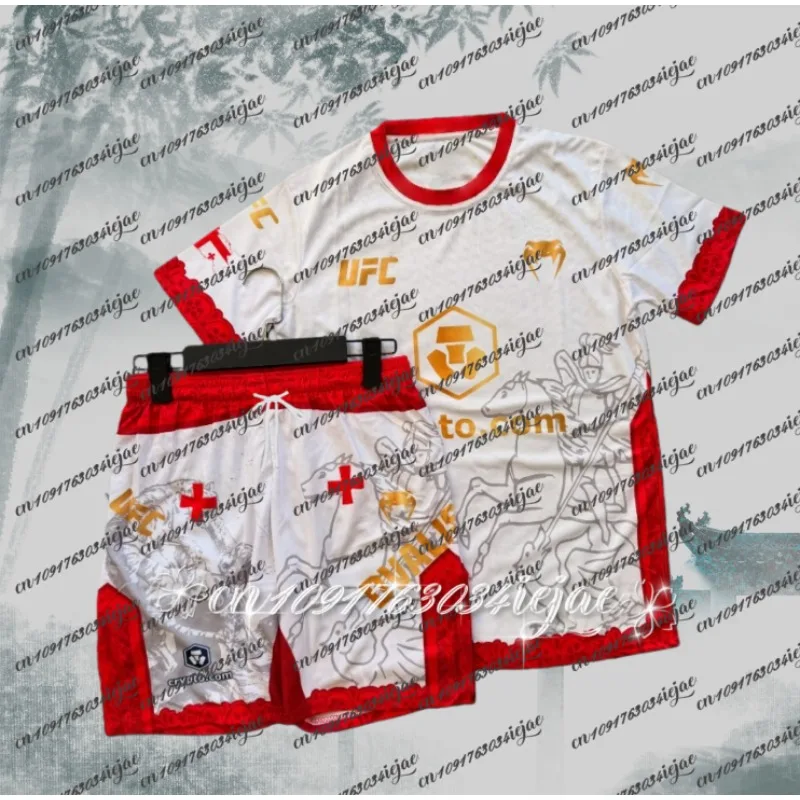 

UFC Bullfighter Merab Dvalishvili Boxing Fighting Event Tee Shorts Men Breathable Jersey Wrestling Running Sweat Absorbing Set