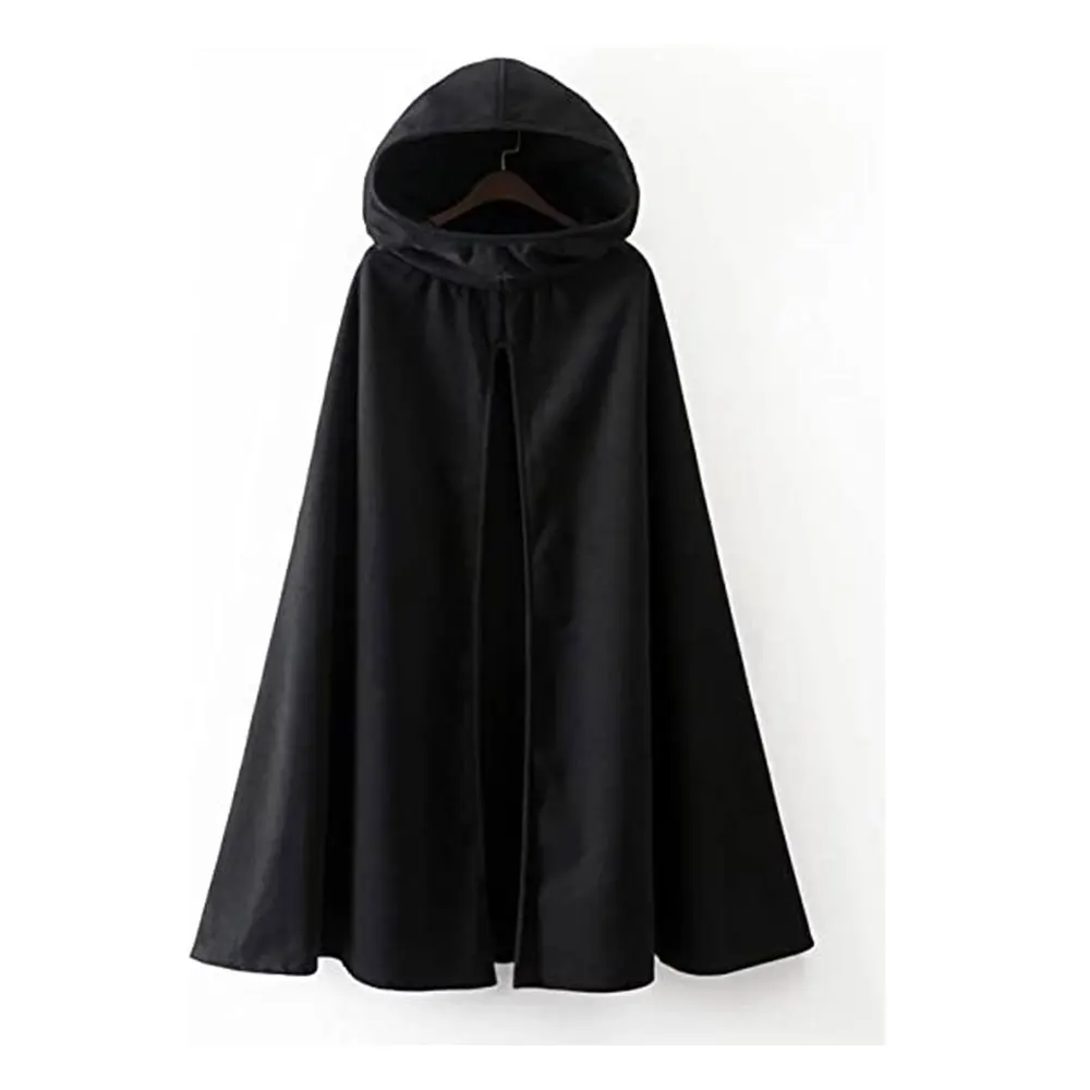 2023 mantello gotico con cappuccio moda medievale per uomo donna nero verde senza maniche cappotto con forchetta alta Halloween Costume Cosplay Cape