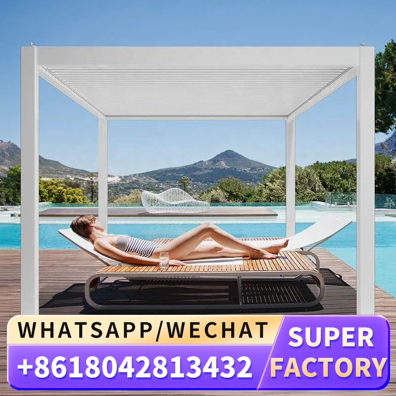 Manufacture 3x3 3x4 5x5 5x4 Pergola Fully Automatic Retractable Sliding Waterproof Terrace Roof Aluminum Pergola Sunny Room