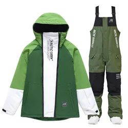 Traje de esquí para hombre y mujer, conjunto de ropa de Snowboard, pantalones, cálido, a prueba de viento, impermeable, para exteriores, invierno, SK091