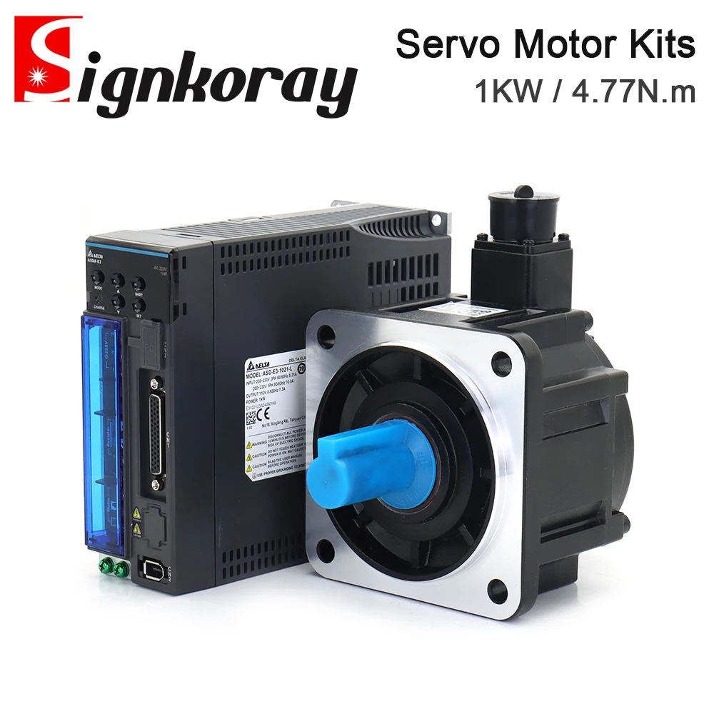 

SignkoRay Delta 1KW AC Servo Motor Driver Kits 4.77N.m 2000rpm ASD-E3-1021-L + ECM-E3M-E21310RSE for CNC Engraver Machine