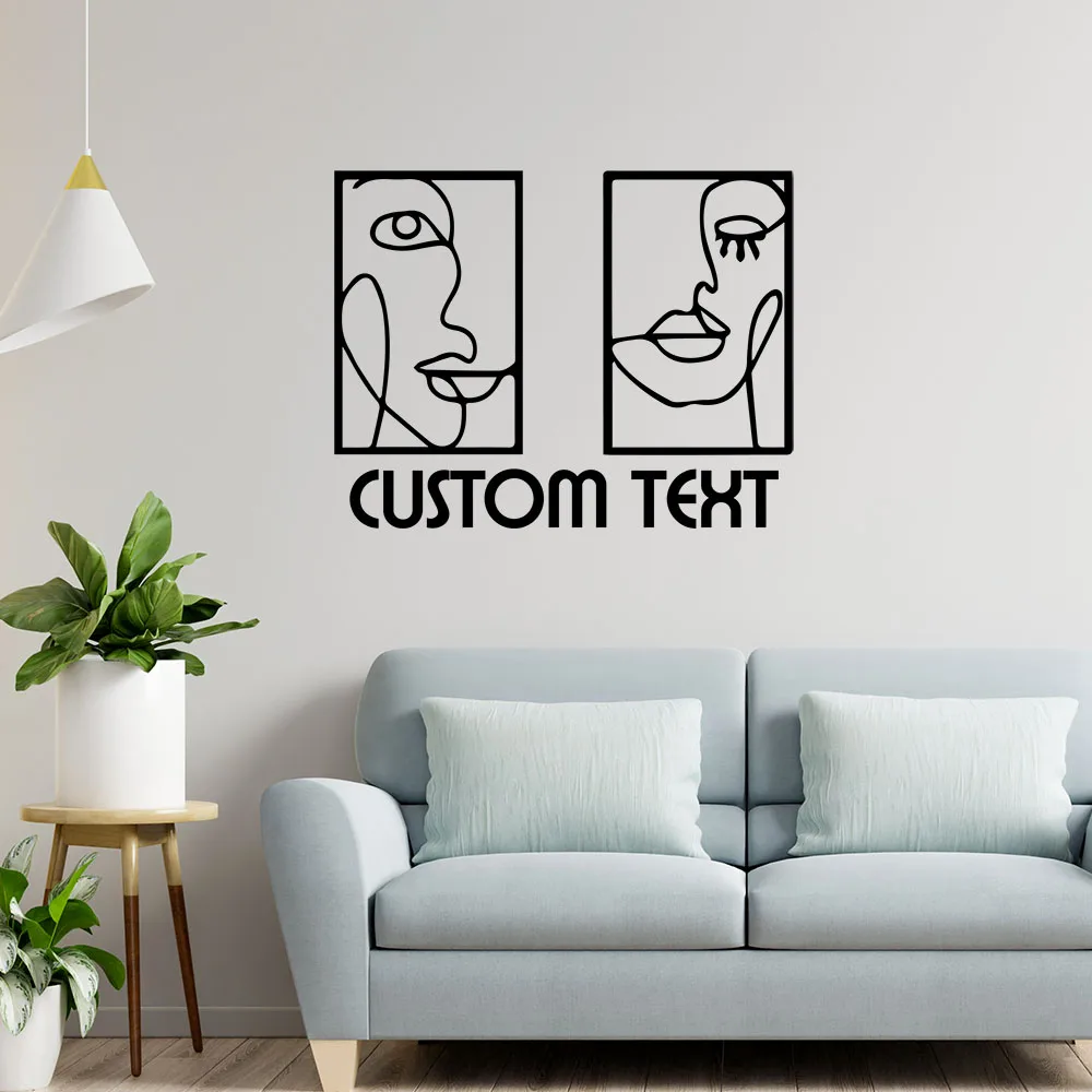 1PC Papier peint vinyle auto-adhésif abstrait romantique personnalisé avec texte, accessoires de décoration murale pour la maison