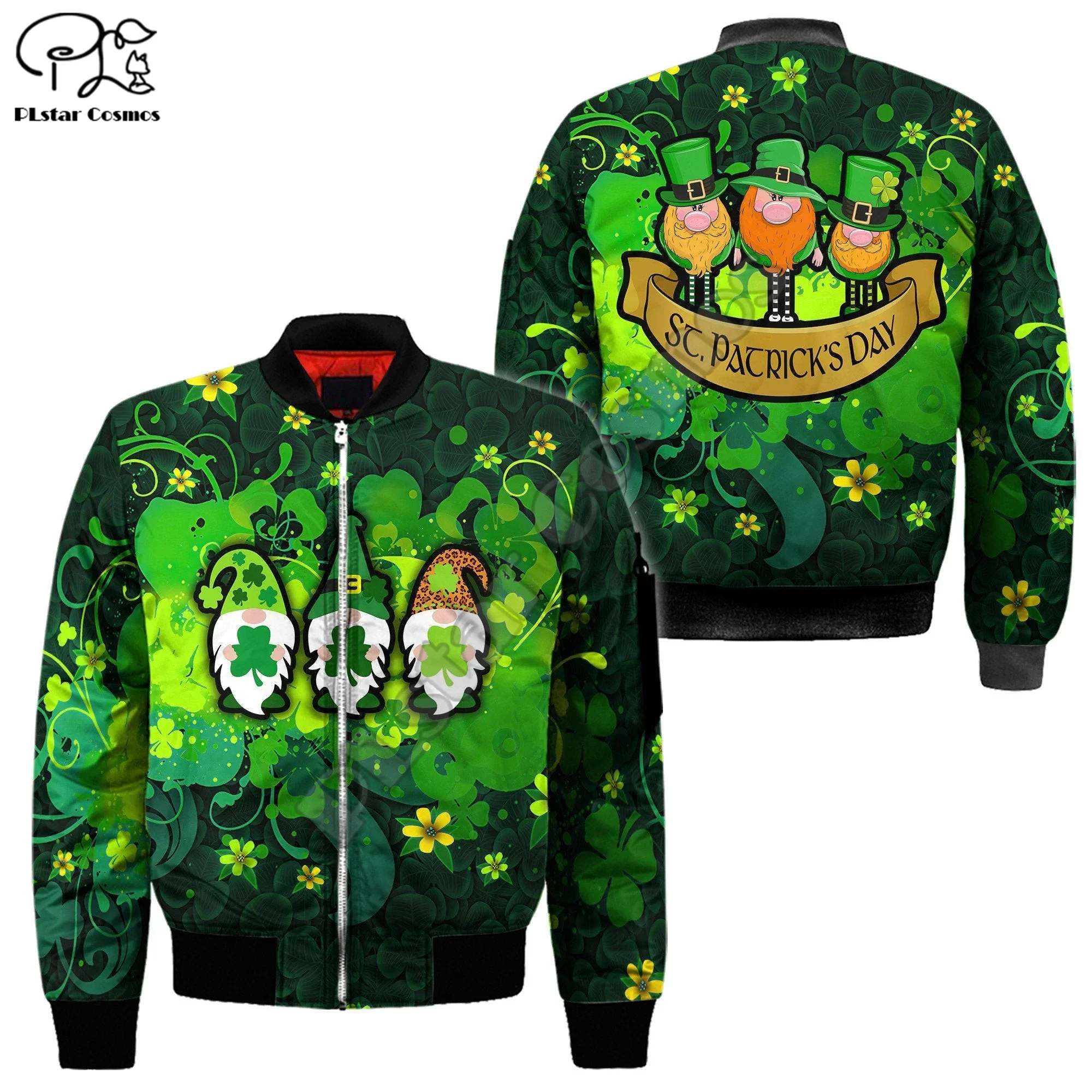 PLstar Cosmos Irish Saint Patrick Day 3D Printed Fashion Men Bomber Jacket Hip Hop Unisex Casual Windbreaker Drop Shipping D29