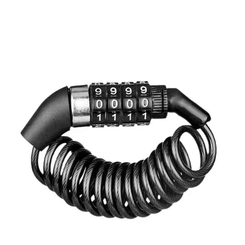 Motorcycle Bicycle Anti-Theft Chain 4-Digit Password Combination Helmet Lock Safety Portable Cable Lock Durable Wire Rope