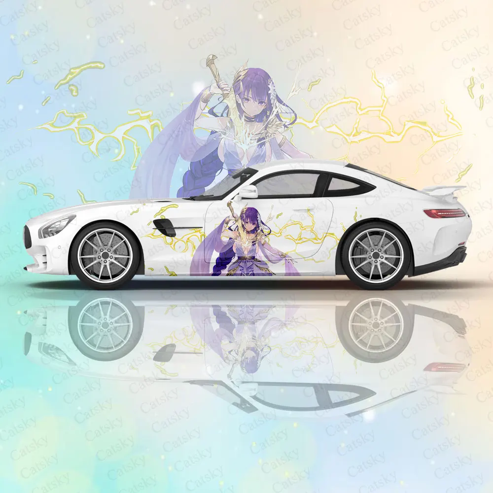 Genshin Impact Raiden Shogun Anime Car Body Stickers Anime Itasha Car Side Decal Sticker Car Body Sticker Car Body Decor Sticker