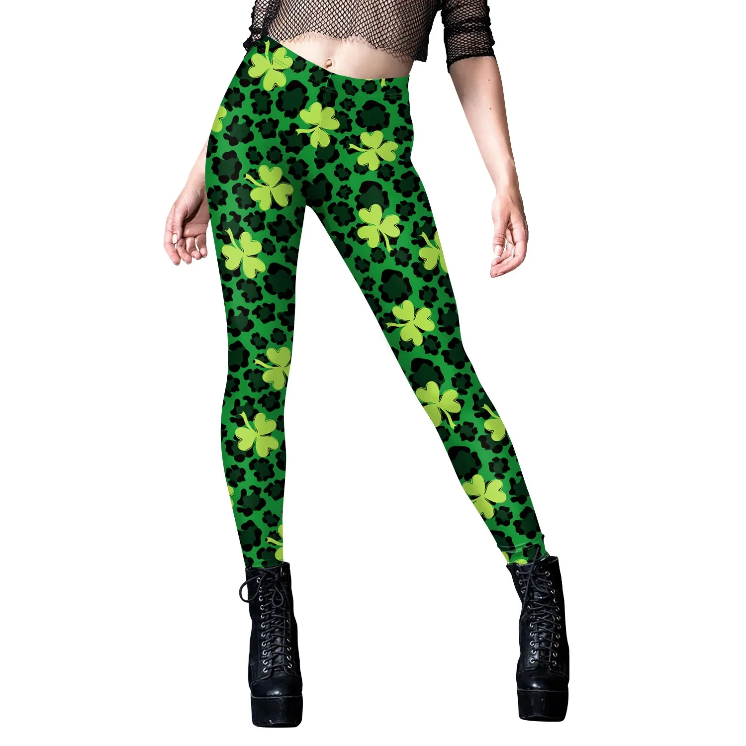 St. Patrick's Day Clover Leggings Women Green Sexy Tights Irish Festival Party Trousers Girls Pants Elastic Workout