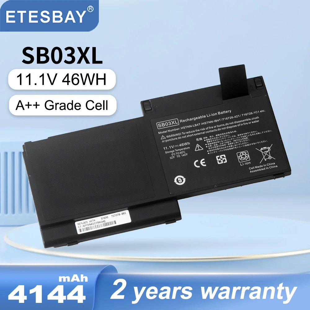 ETESBAY SB03XL HP EliteBook 820 720 725 G1 G2 HSTNN-LB4T HSTNN-IB4T HSTNN-L13C 716726-421 717378-001 E7U25ET