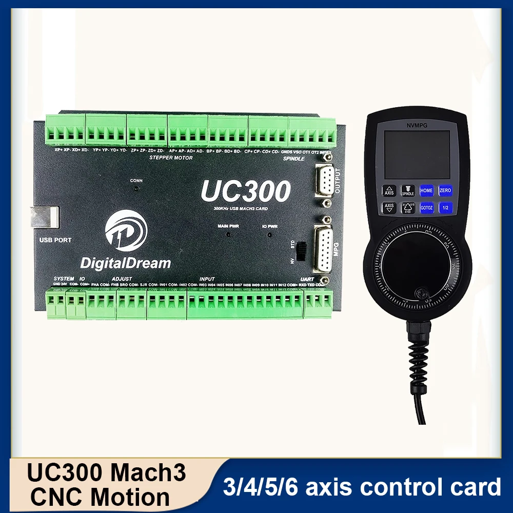 UC300 300Khz 24VDC 1A Mach 3 CNC Motion Controller With NVMPG Pendant For Cutting Machinery Manufacturing Plant With 75w power