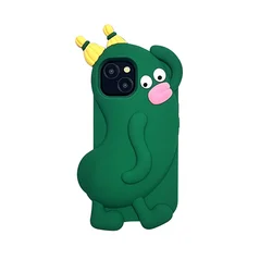 Funny Cartoon Pink Lips Dance Cucumber Silicone Case for iPhone 16 Pro Max/15/14/13/12 3D Soft Rubber Funda 15 Pro/14 Pro
