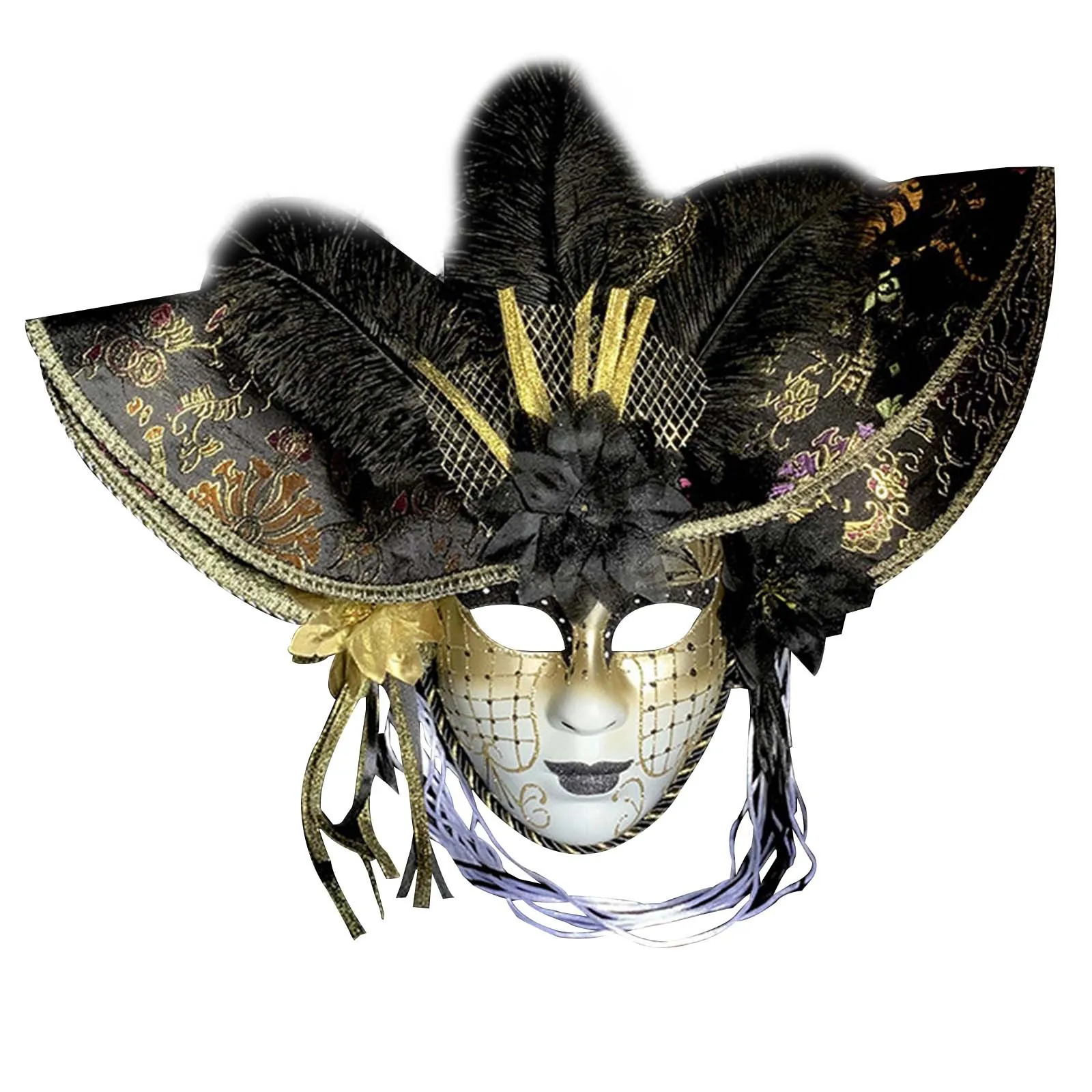 

Masquerade For Women's Mardi Gras Gorgeous Feather Flower Hat Mask Carnival Masquerade Party Hat Mask Venetian Mask Cosplay Prop