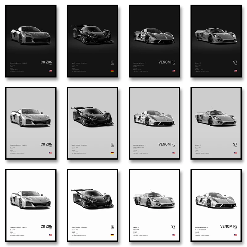 Знаменитые-автомобили-ie-gt500-Холст-Настенный-художественный-принт-Плакат-c6-c7-c8-Украшение-Фреска-Современный-домашний-декор-Подарок-на-день-рождения-без-рамы