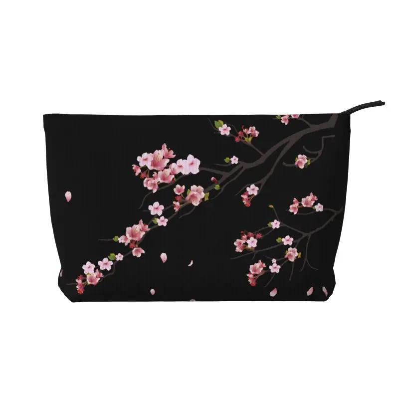 Custom Japanese Sakura Cherry Blossoms Cosmetic Bag Women Cute Big Capacity Travel Makeup Case Beauty Storage Toiletry Bags