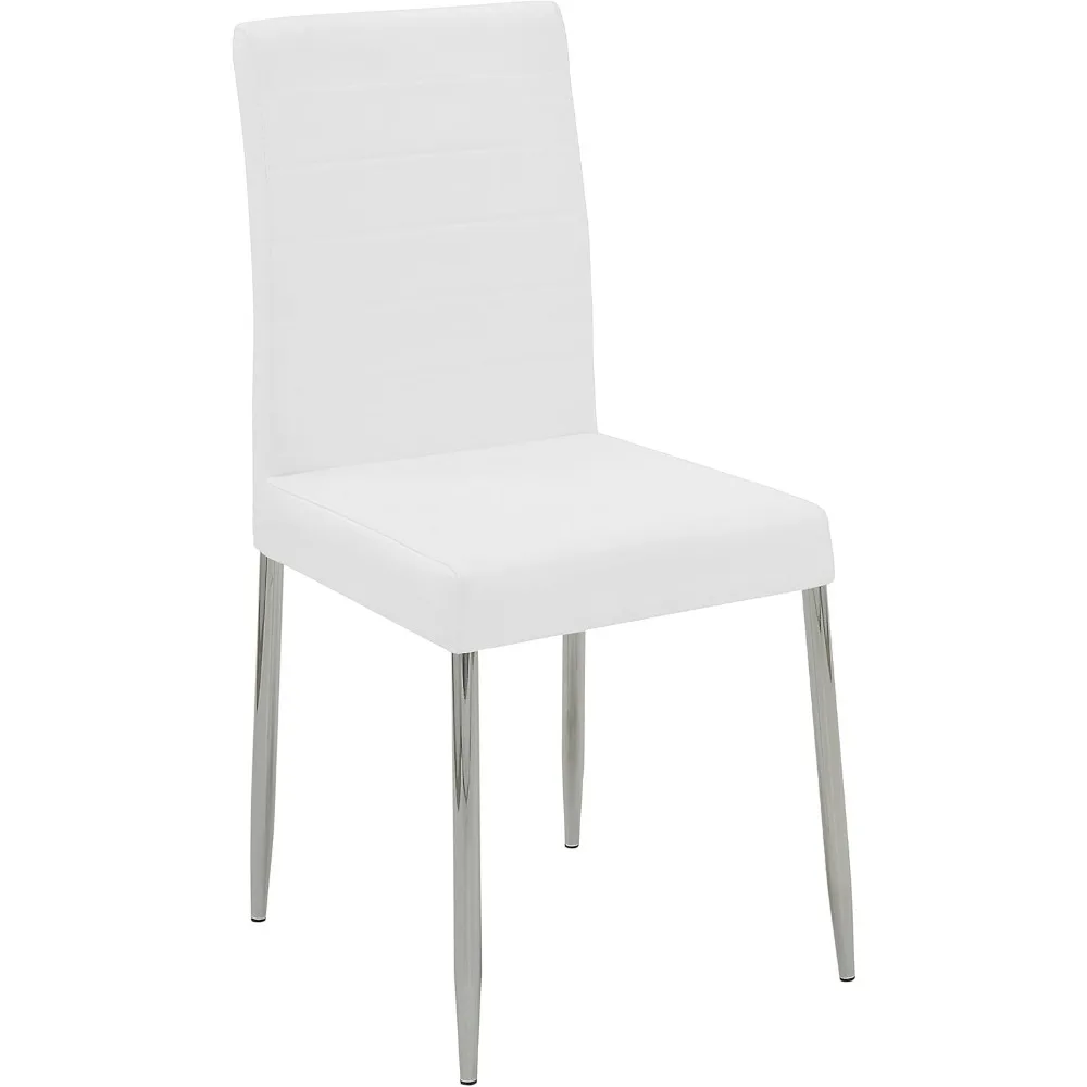 Conjunto de cadeiras sem braços estofadas em metal contemporâneo com encosto capitoné de canal, estilo moderno, perfeito para sala de estar ou área de jantar