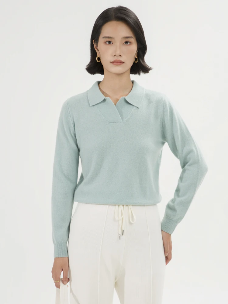 

Minimalist Autumn Winter Sweater Women's Polo Neck Clothes 100% Cashmere Sweater Pullover Office Lady Commuting Soft Knitted Top