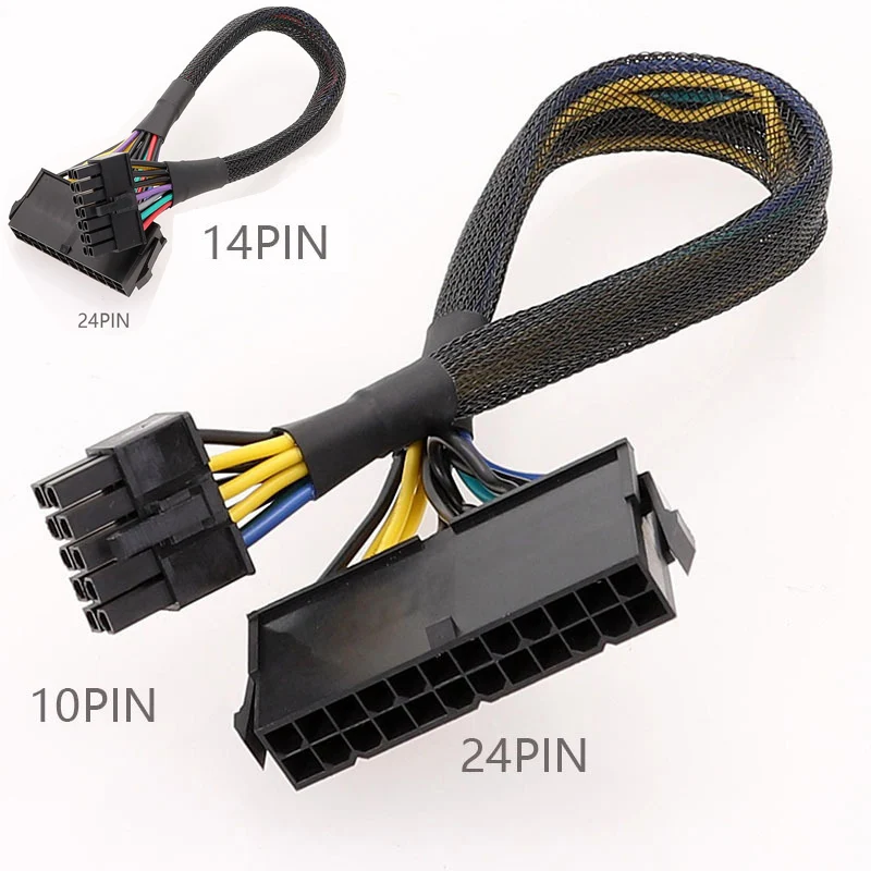 for Lenovo PC Mainboard Convert Cable 24PIN to 10 Pin 14PIN Weaving Mesh Cord Adapter 20cm Length Female to Male ATX Extend Wire