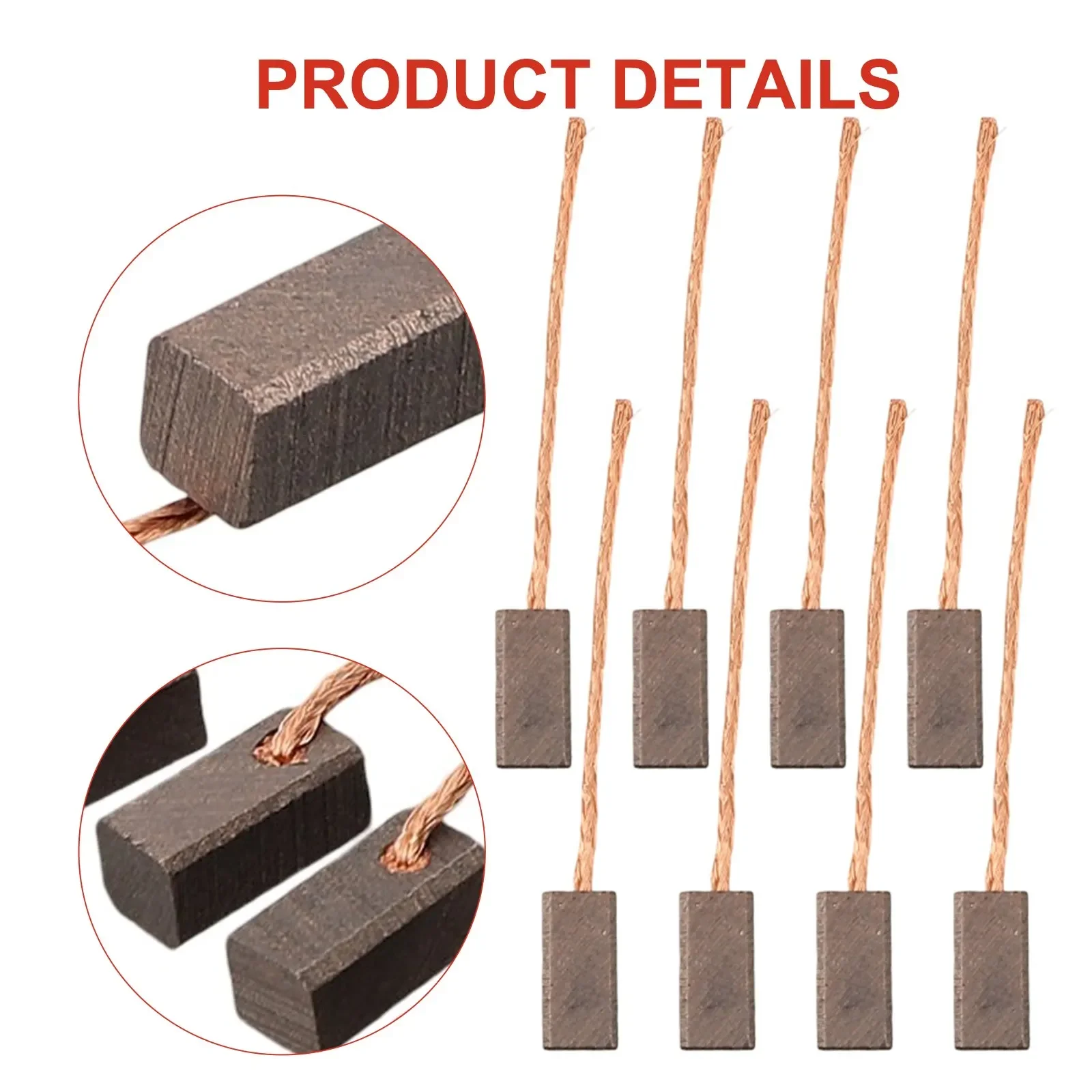 8pcs Carbon Brushes For Motor Carbons Cars Trucks Additional Water Pump With With 6 Volt, 12 Volt And 24 Volt 5x5x10mm