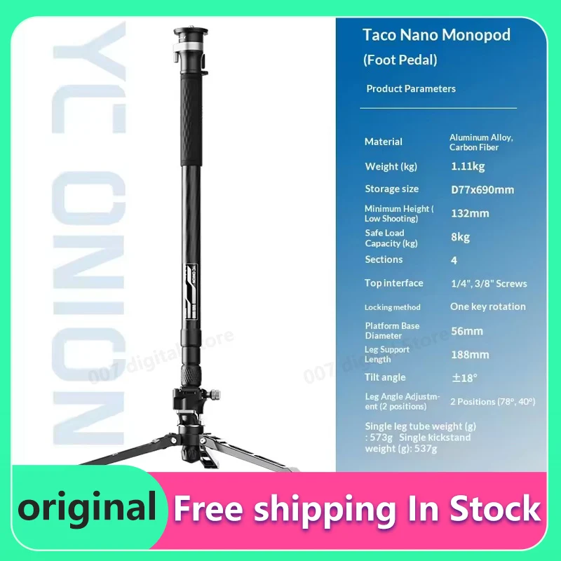 Tripé YC ONION Tako Nano com elevação com um clique, monopé de desmontagem rápida, portátil para uso externo, monopé profissional para câmera.