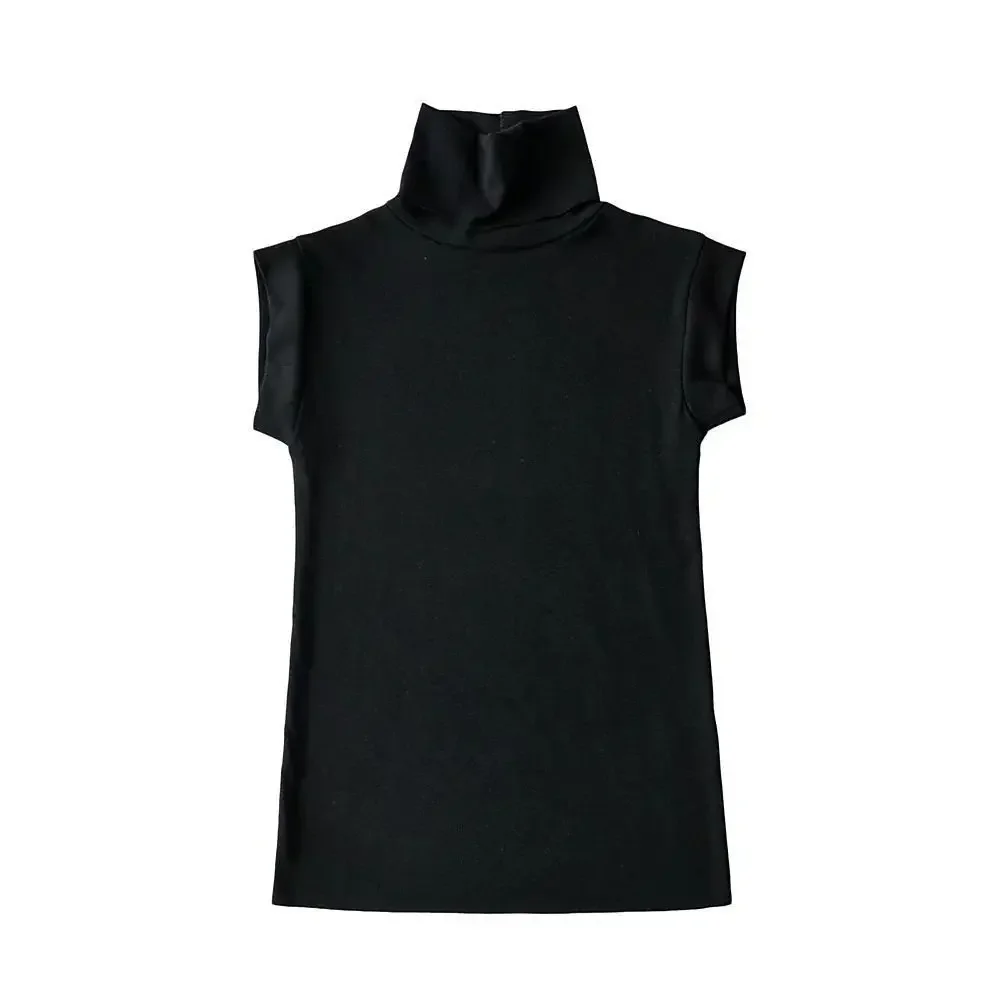 Damen Tanktop mit hohem Kragen, ärmellos, figurbetont, dehnbar, durchscheinend, atmungsaktiv, leicht, Coquette Y2K, lässig, Party, Layering, Basisschicht – Detail 8