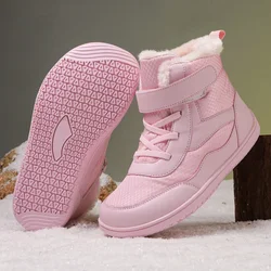 Kids Barefoot Boots Wide Toe Waterproof Winter Fur Lined Shoes for Boys Girls Cold Weather Children Outdoor Fashion Sneakers