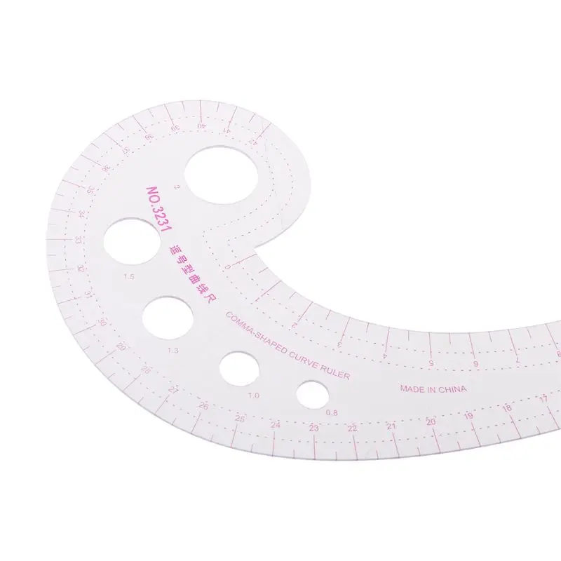 

Sewing Ruler Comma Shaped French Plastic Tailor Drawing Craft Tool DIY