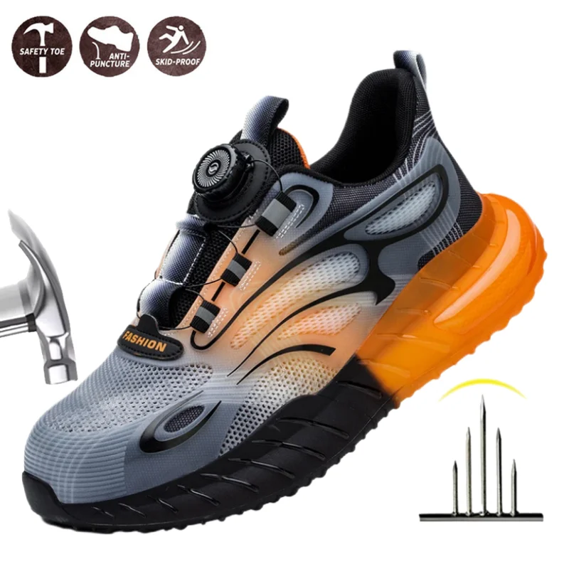 

Lightweight Breathable Sneakers Anti-puncture Protection Safety Shoes Steel Toe Anti-smash Indestructible Safety Shoes for Men