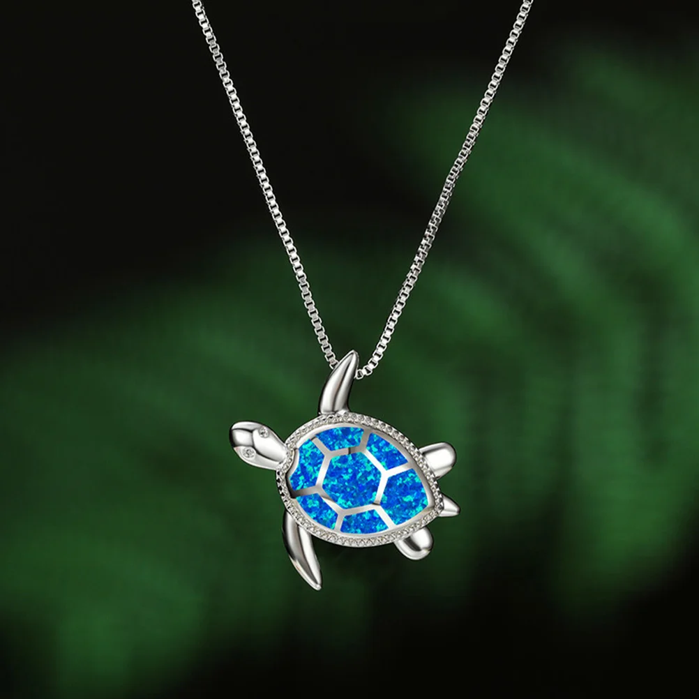 Turtle Pendant Necklace Blue Fashionable Creative Grace Animal Alloy For Women