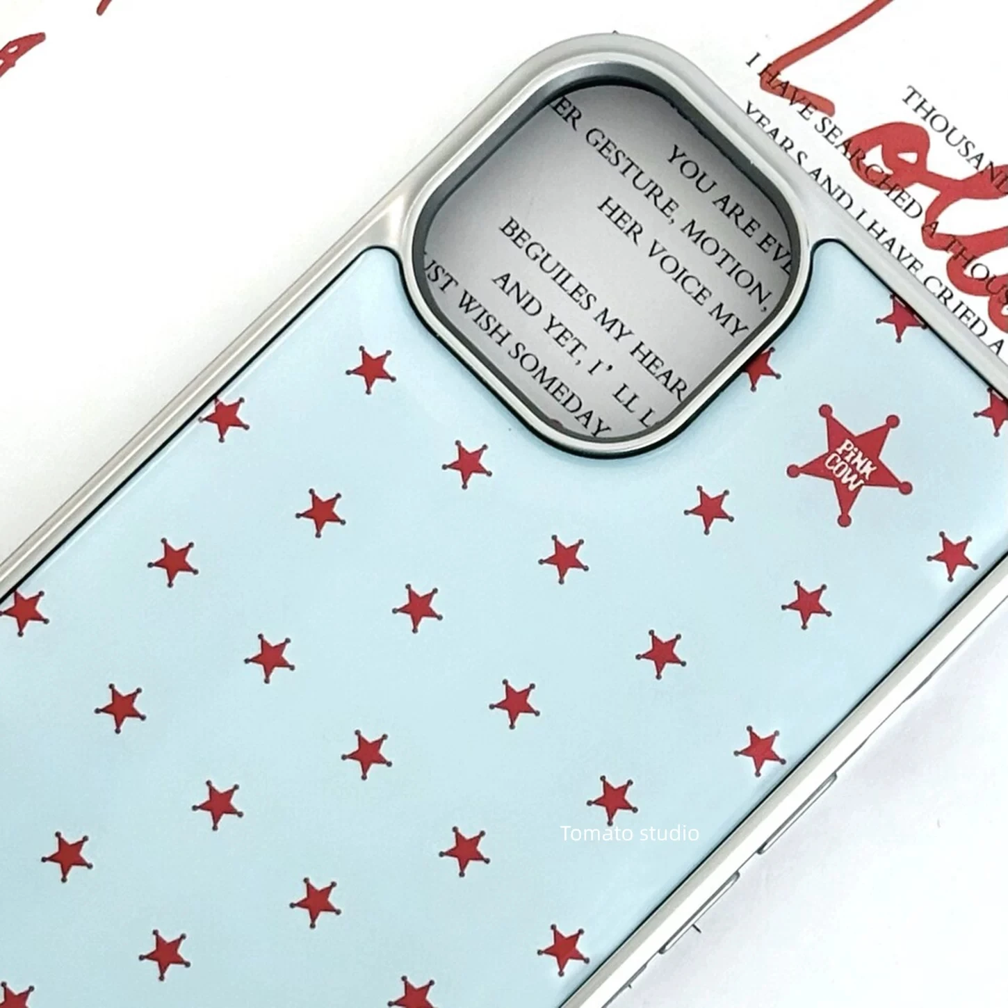 Milk Blue Vintage Pentagram Electroplated Drop Glue Phone Case For iPhone 18 17 16 15 14 13 12 11 Pro MAX Plus 17air Y2K Cover view 4