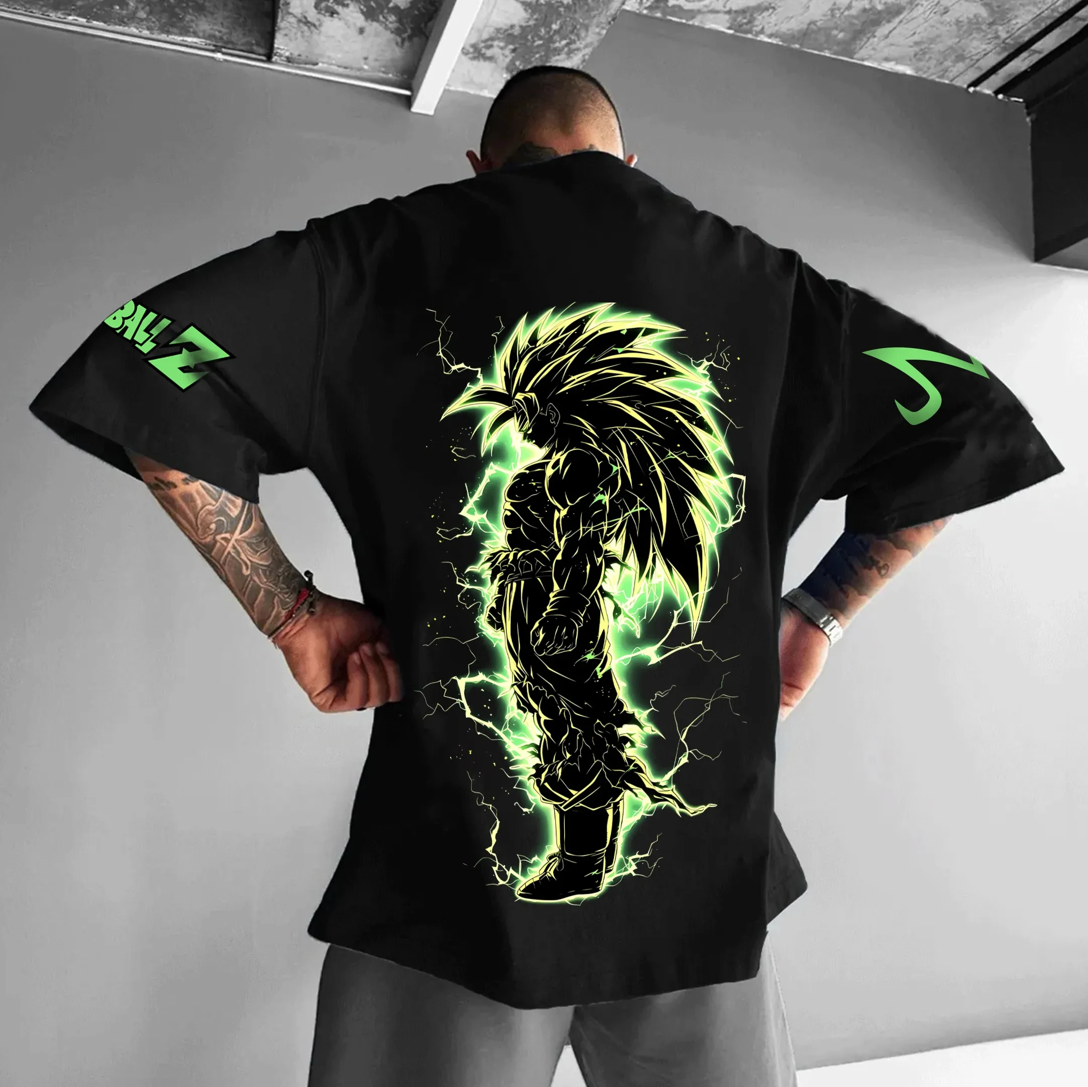 Dragon Ball Animation GOKU Periférico Impresso Algodão Manga Curta Americano Masculino e Feminino Verão Solto Camiseta Pescoço