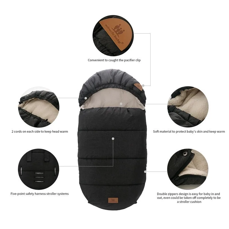 Waterproof Thicken Universal Stroller Blanket for Babies Toddler's Micro-Fleece Stroller Footmuff Bunting Bag Water Repellent