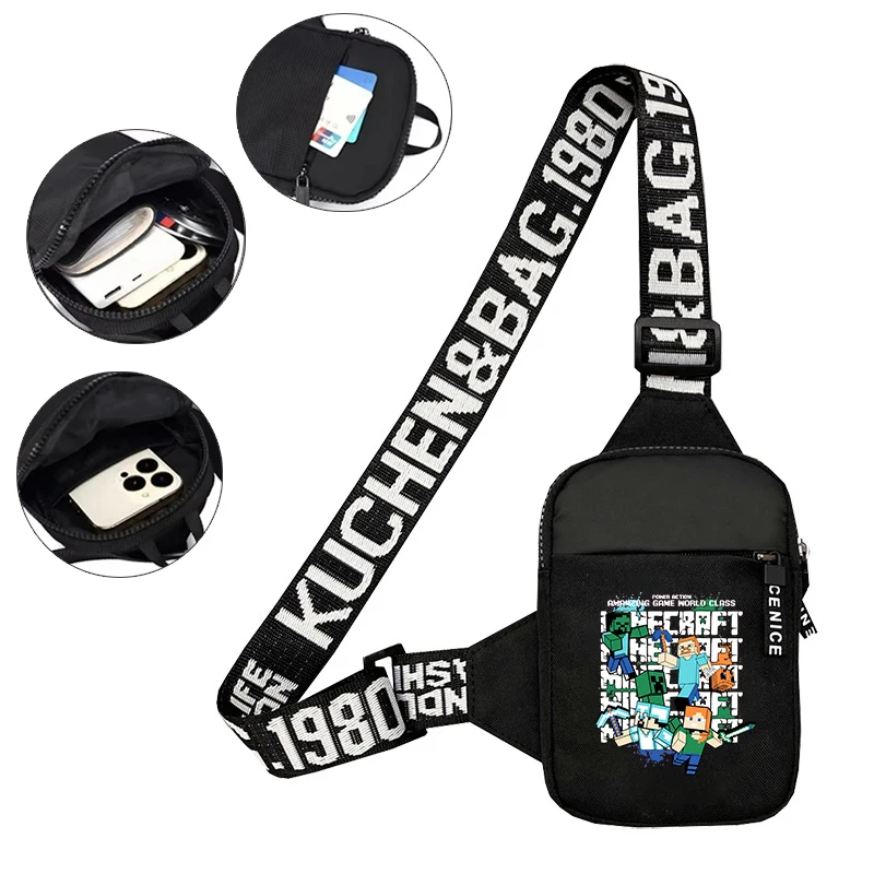 Sport Chest Bag Minec rafted Men Small Mobile Phone Anime Figure Messenger Bags Boys Waist Bags Multi-Function Carry-on Bag Gift