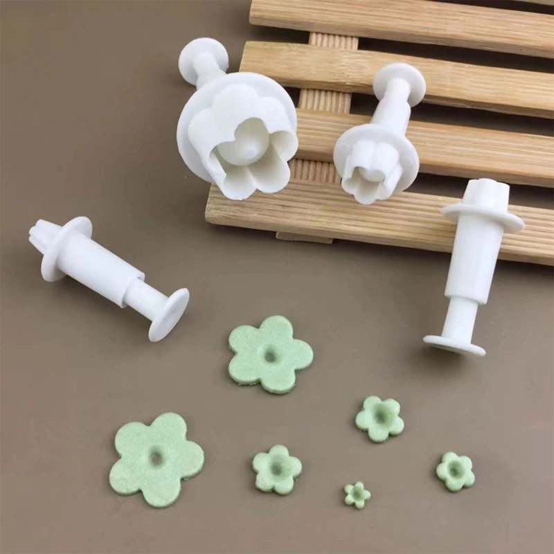 F92B 4 PCS/SET Flower émbolo Decoración fondant Cortador azúcar Cortador molde Decoración pasteles para