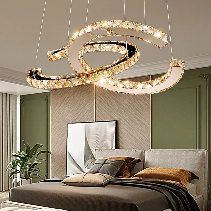 

Modern Crystal Chandelier Creative LED Hanging Lamp Home Decor Pendant Light for Dinning Table Living Room Restaurant Lustre센서등