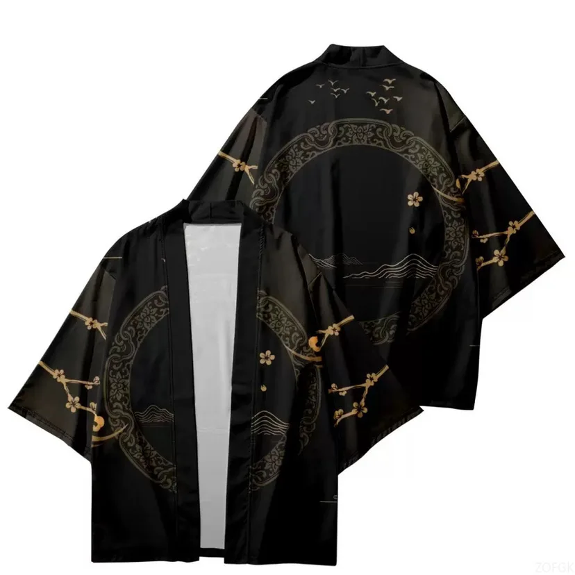 

Longteng's New Summer Chinese Style Cardigan, Kimono, Cloak, Feather Woven Taoist Robe, Ukiyo-e Style 3D Printed Cardigan