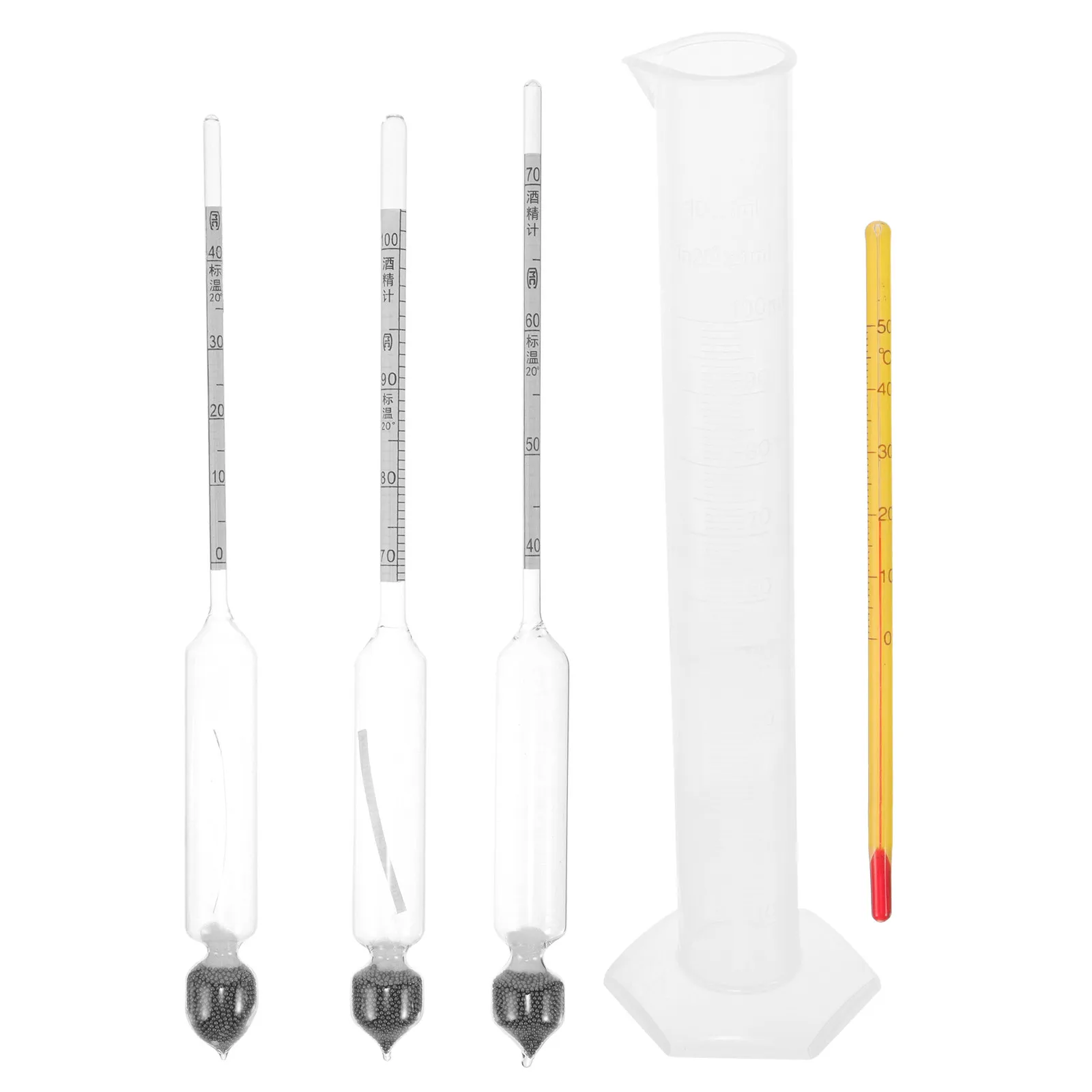 1Set Professional Glass Plastic Alcohol Hydrometer with Test Cylinder for Home Brewing Beer Wine Whiskey Distilling Fermentation