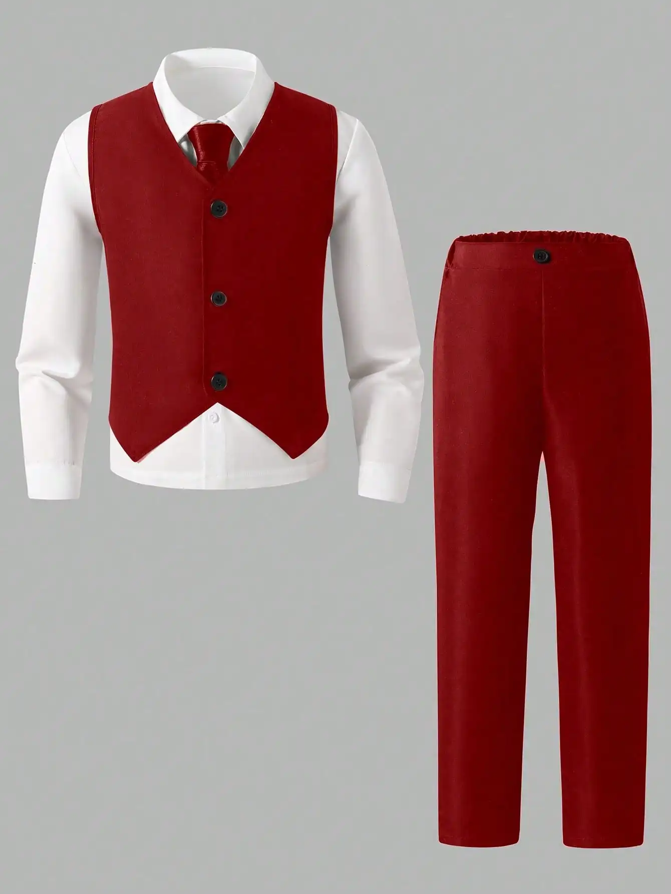 

Костюм для мальчиков из 2 предметов: красный жилет, брюки и белая рубашка