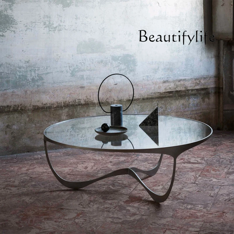 

Nordic design simple fiberglass coffee table home villa light luxury high-end coffee table room decoration accessories